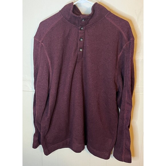 Van Heusen Mens XXL Burgundy Maroon 1/4 Button Up Pullover Sweater Polyester - Picture 1 of 6